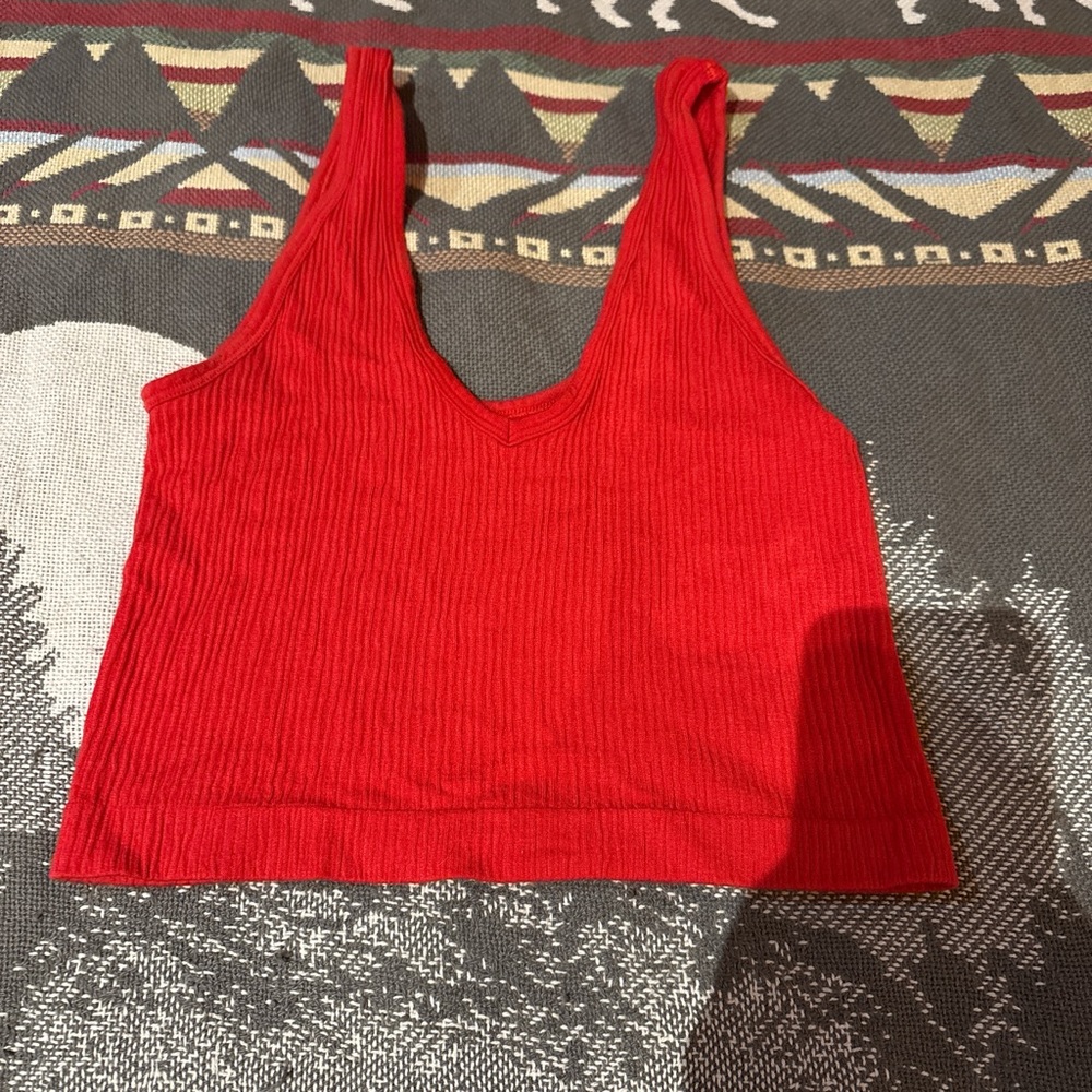 Urban Outfitters Red Ribbed Crop Top